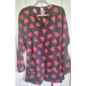 UNGARO 42 Solo Donna Paris Vintage‎ Black Red Hearts Shirt Sz 10 12 Italy
